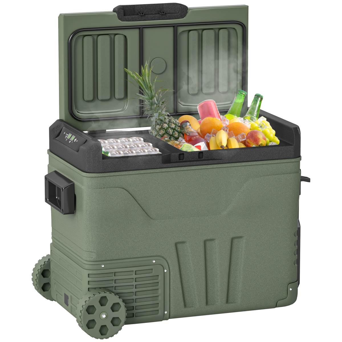 45L Portable Camping Fridge Freezer with Dual Zone, Car & Home Use, -20℃ to 20℃