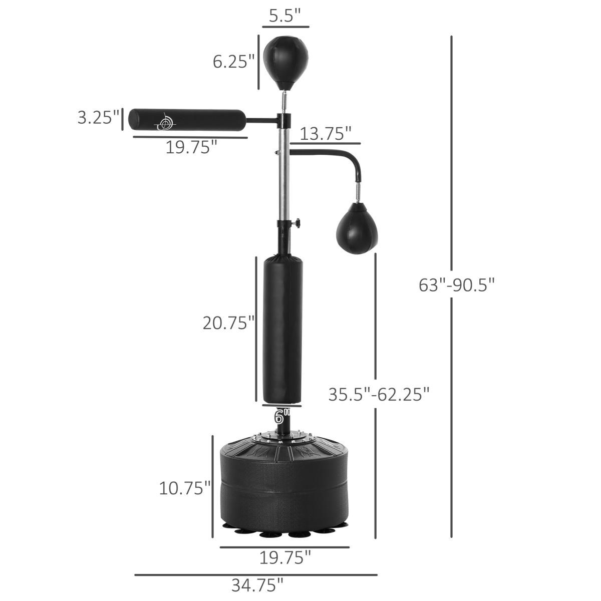 4-in-1 Adjustable Boxing Training Station with Reflex Bar, Double Speedballs & Punching Bag