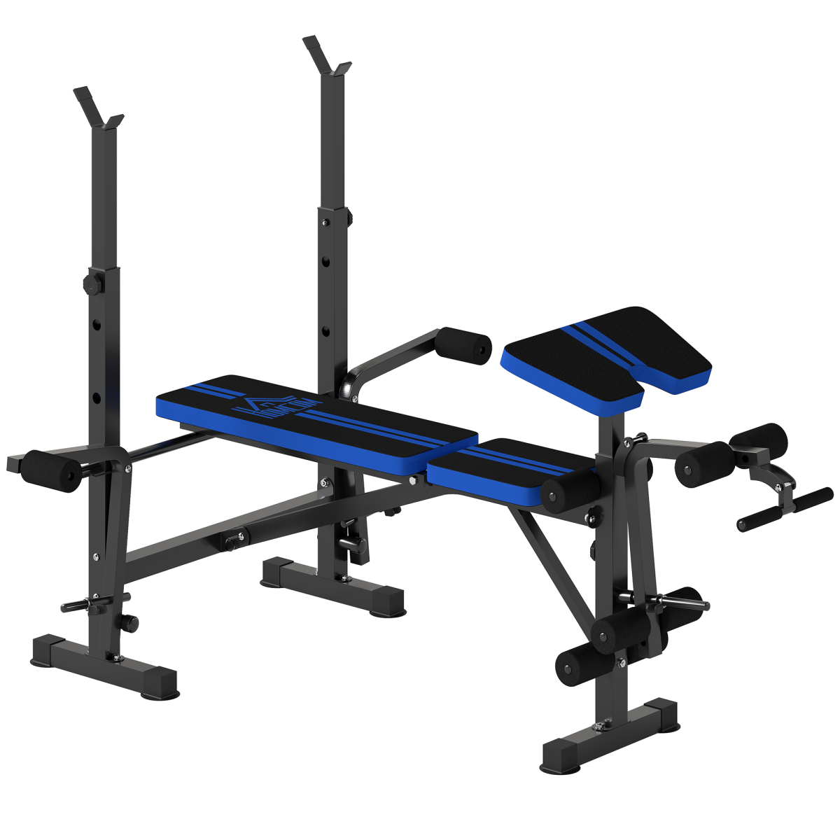 HOMCOM Ultimate Adjustable Weight Training Bench – Multi-Function Gym Station with Squat Rack, Leg Extension & Butterfly Curl (Black/Blue)