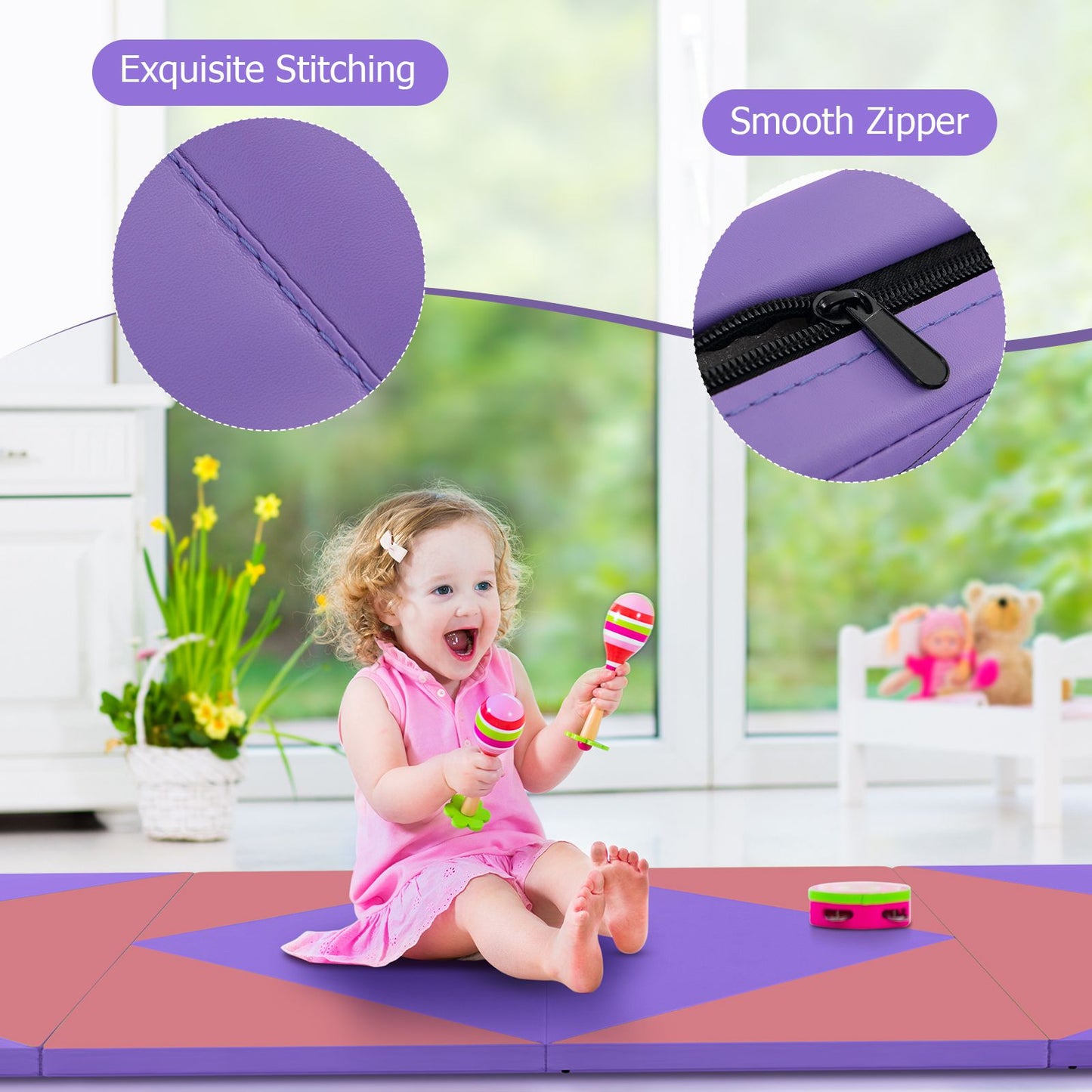 240 cm PU Leather Folding Gymnastics Mat