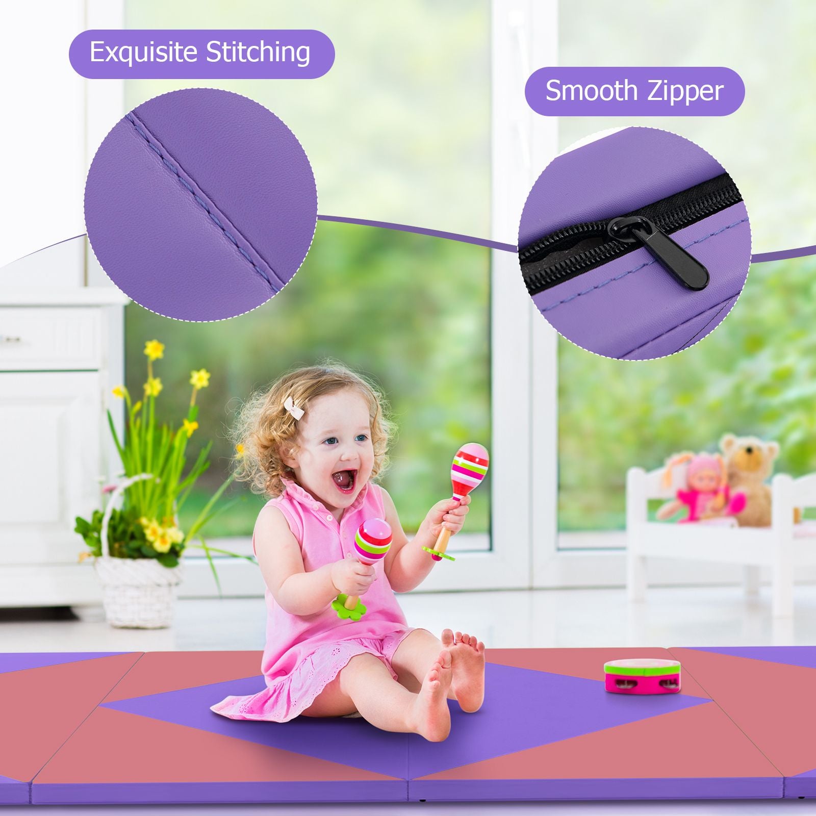 240 cm PU Leather Folding Gymnastics Mat