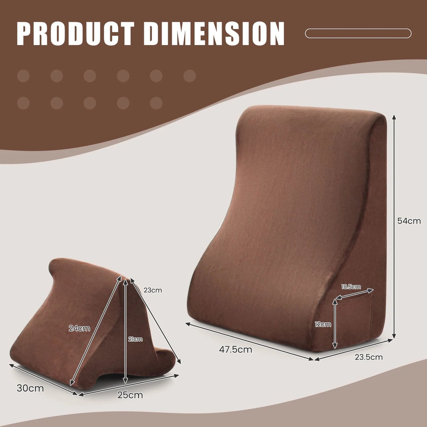 Wedge Pillow Set with Integrated Tablet Stand and Side Pockets