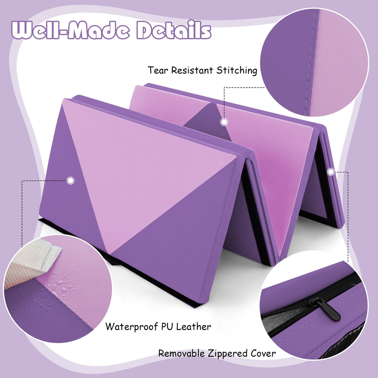 240 cm PU Leather Folding Gymnastics Mat