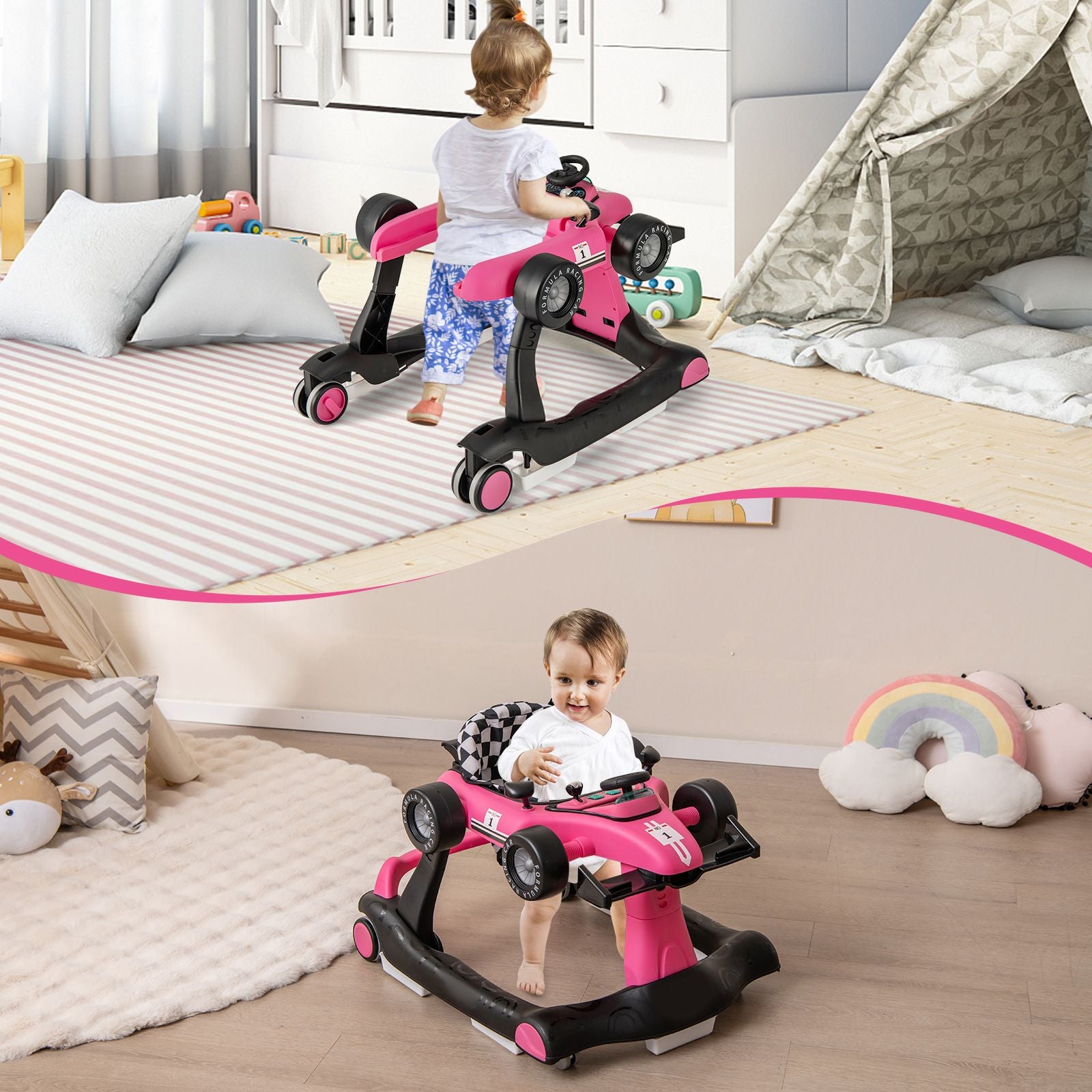 4-in-1 Adjustable Height and Speed Baby Push Walker