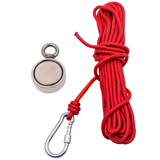 120kg Double-Sided Neodymium Fishing Magnet with 10m Rope & Carabiner – Heavy Duty Metal Detector