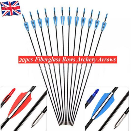 30x Fiberglass Archery Arrows – 31" Target Practice Arrows for Recurve & Compound Bows