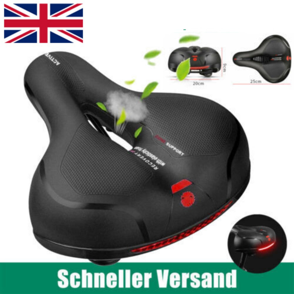 Comfort Gel Bike Saddle with Memory Foam & Dual-Spring Suspension – Unisex, Universal Fit (UK)