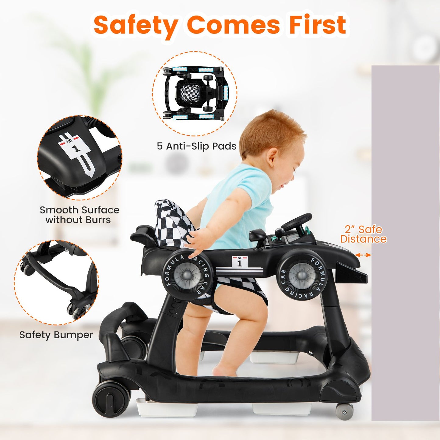 4-in-1 Adjustable Height and Speed Baby Push Walker