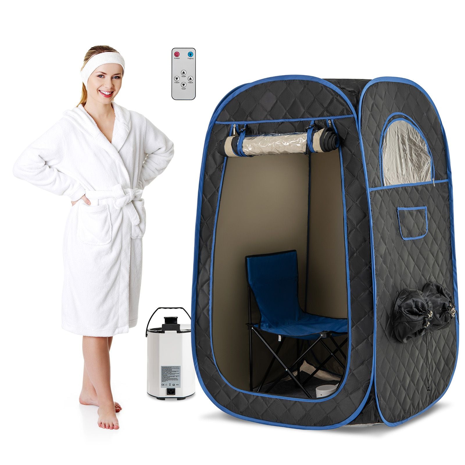 Portable Steam Sauna Tent with 1000W Steam Generator and Chair, 3L Capacity