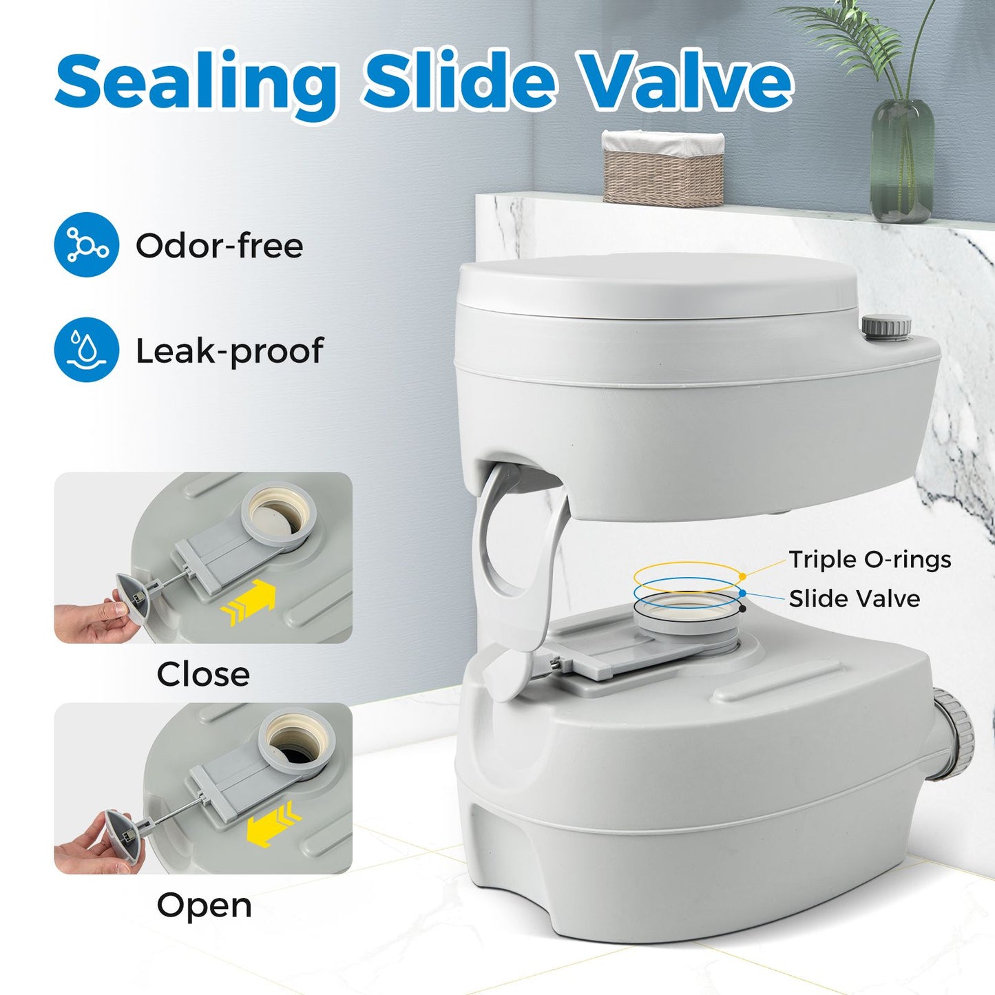 Portable Camping Toilet with 20L Waste Tank & 12L Fresh Water Tank | Odour-Free Flush System