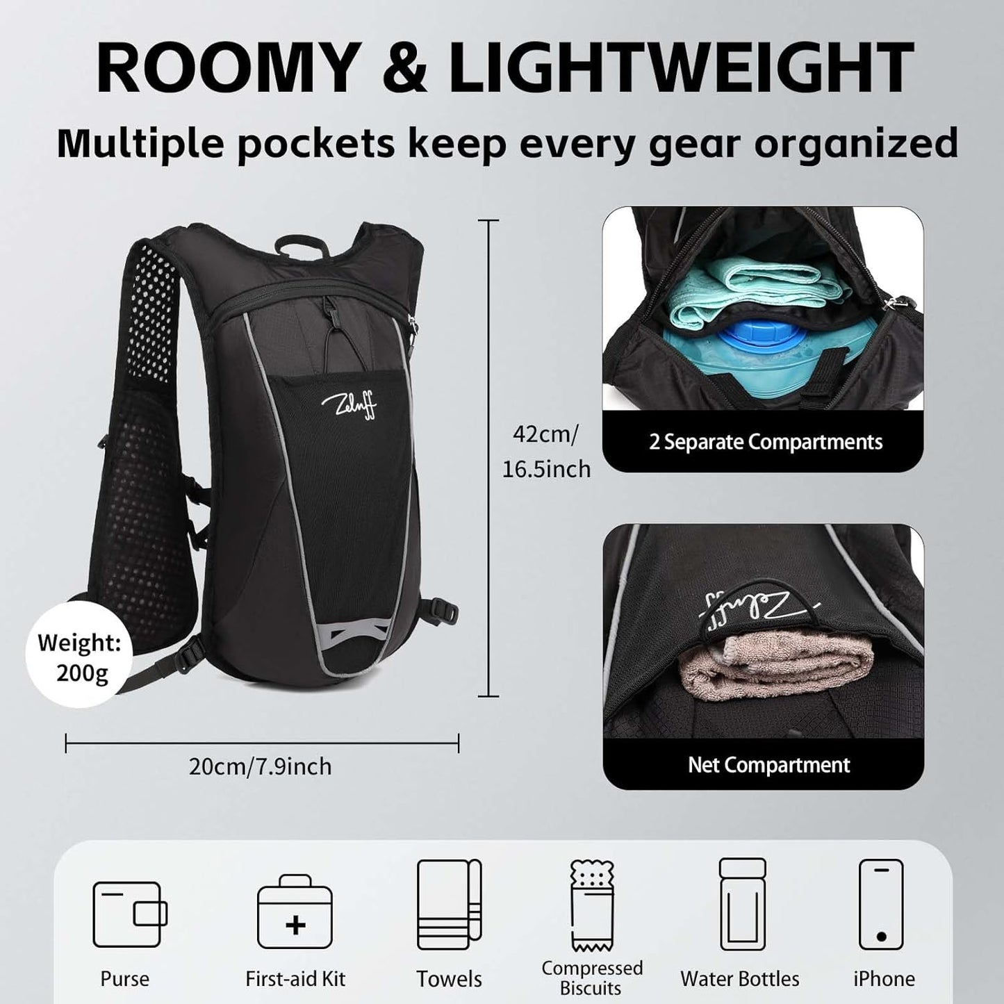 Hydration Backpack with 2L Bladder | Lightweight Running & Cycling Vest for Men & Women | Breathable Marathon, Hiking & Outdoor Sports Pack