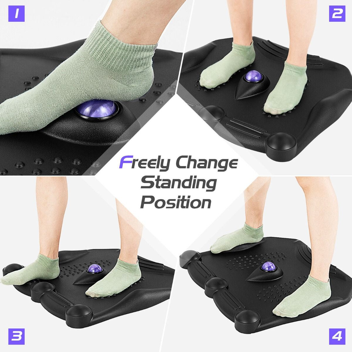 Ergonomic Anti-Fatigue Mat with Integrated Rolling Massage Ball and Pressure Points