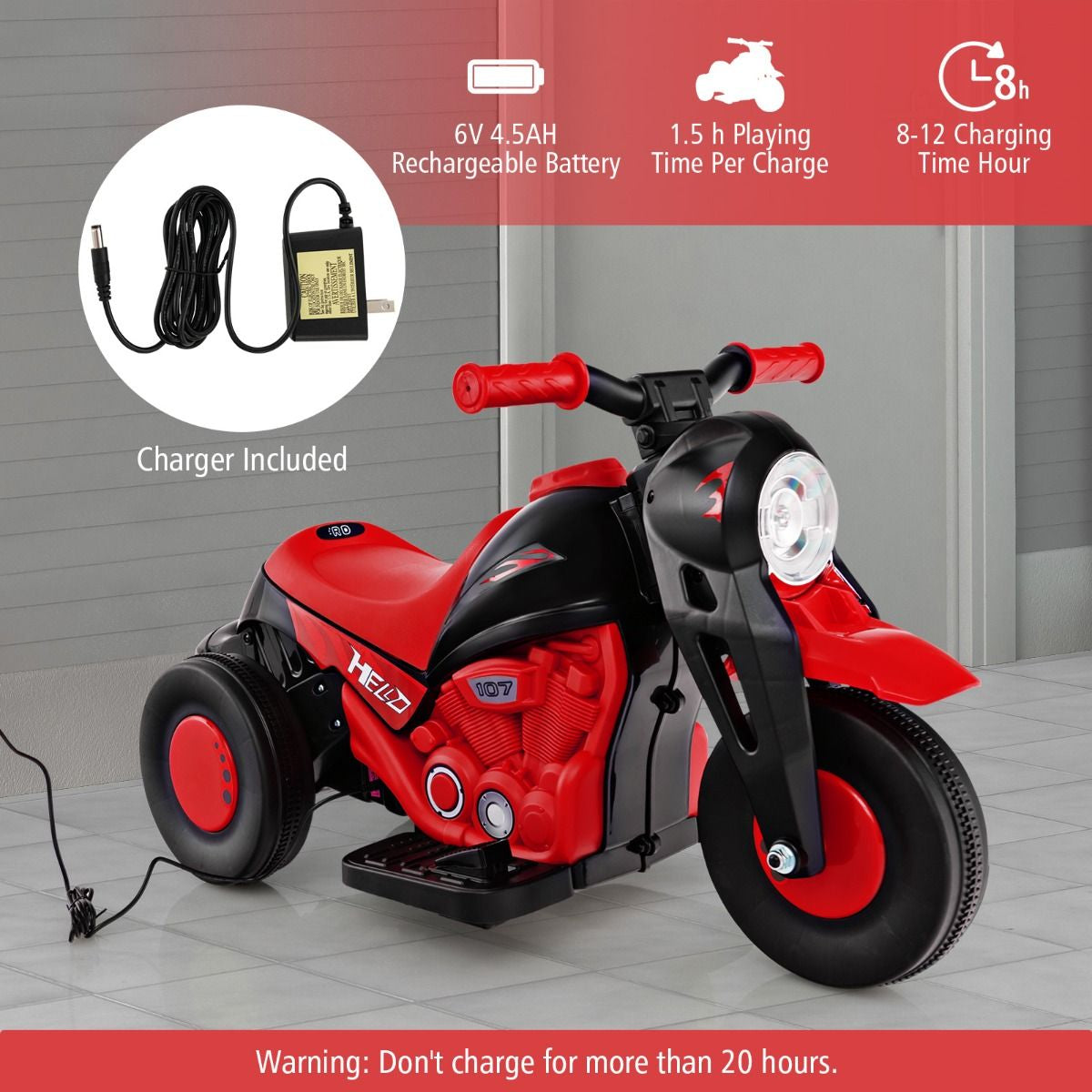 6V Electric Kids Ride-On Motorcycle with Bubble Maker