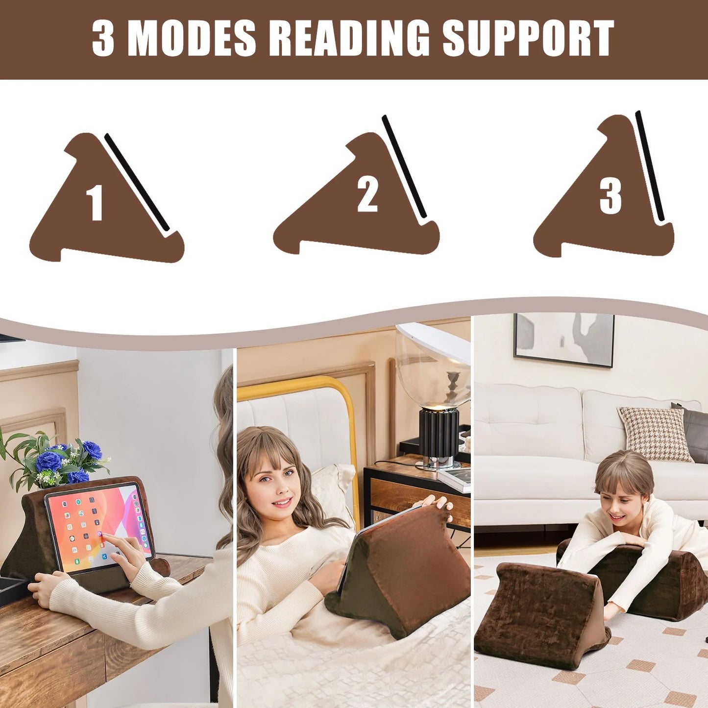 Wedge Pillow Set with Integrated Tablet Stand and Side Pockets