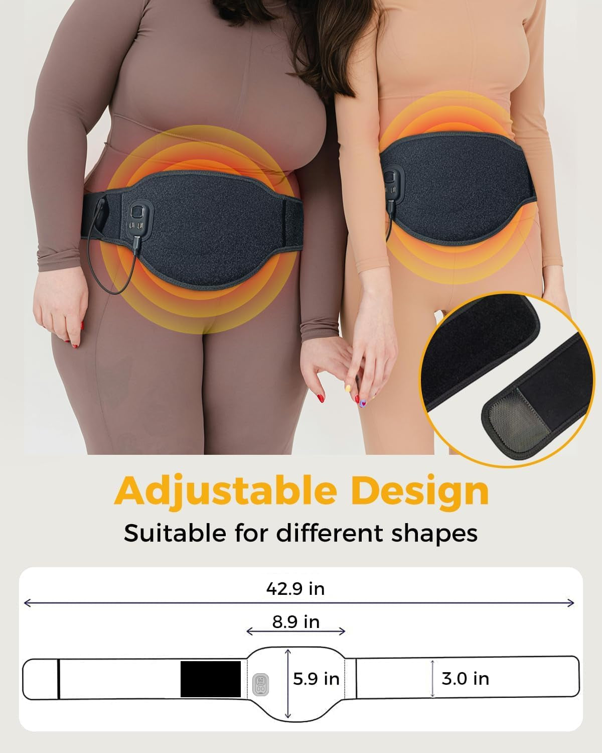 Rechargeable Menstrual Heating Pad with 8000mAh Power Bank | 4 Heat Levels & Auto-Off | Period Pain Relief Belt for Lower Back, Waist & Abdomen | Portable Cramp Relief Gift for Women & Girls – Black