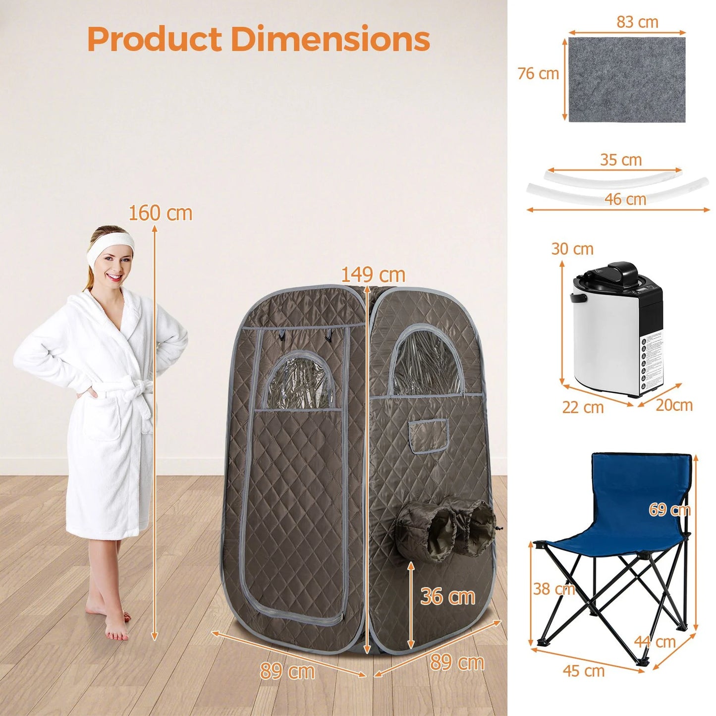 Portable Steam Sauna Tent with 1000W Steam Generator and Chair, 3L Capacity