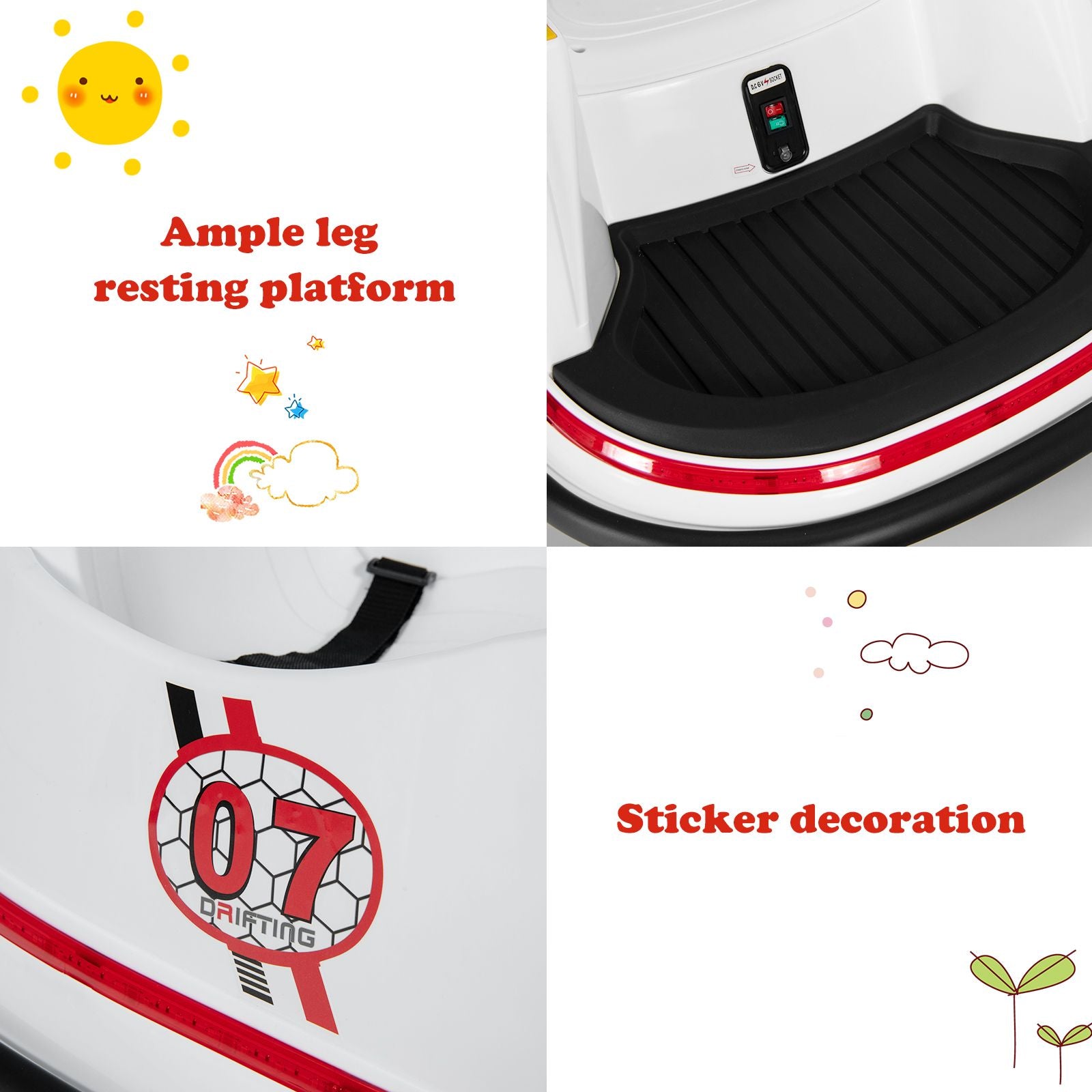 Children's Ride-On Bumper Car with Vibrant Flashing Lights and Music