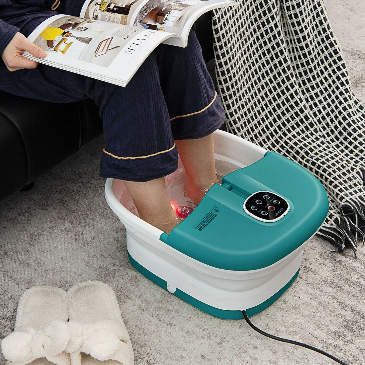 Deluxe Foot Spa Massager with Heat, Bubbles, and Remote Control