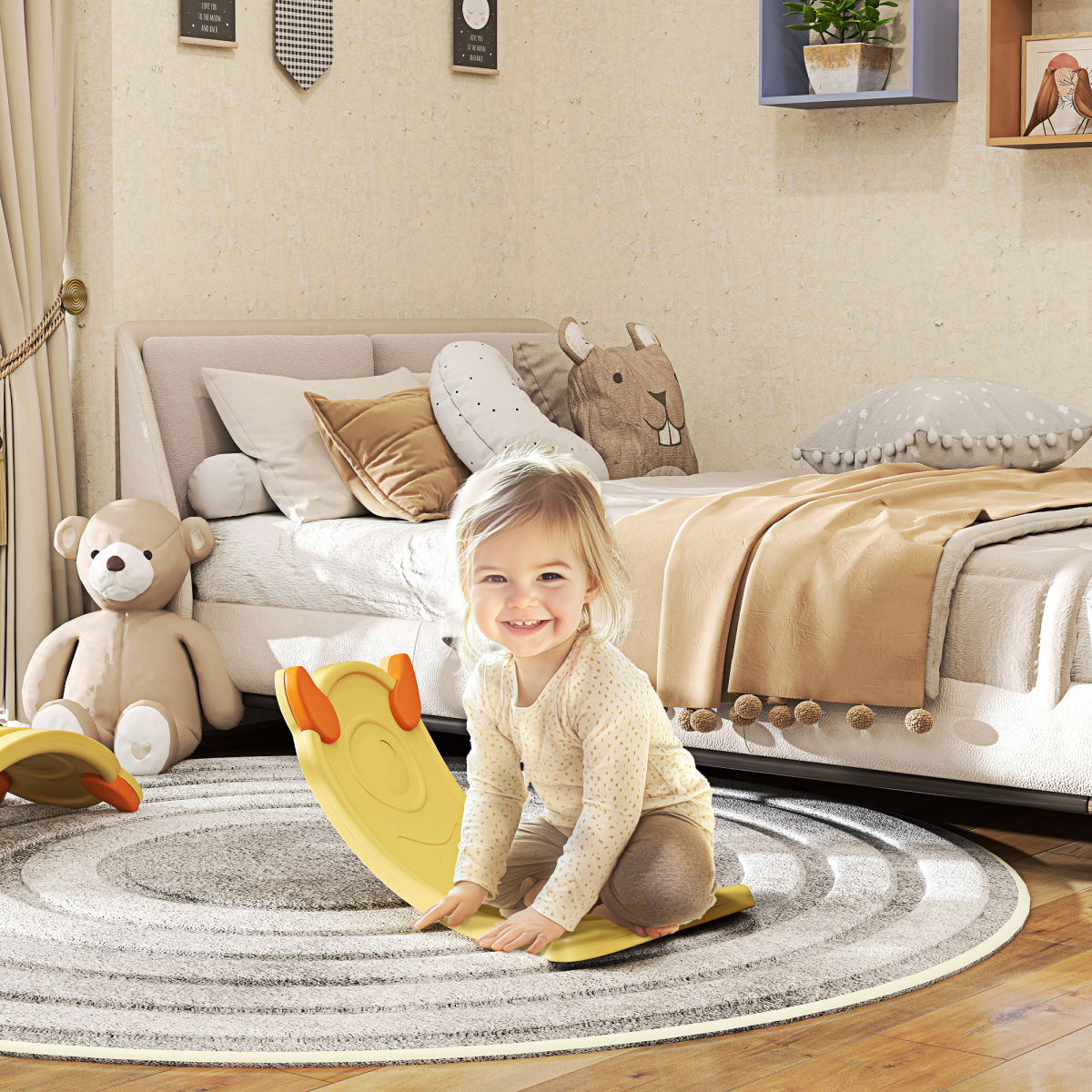 AIYAPLAY Balance Board for Kids – Balance Training & Sensory Play (Light Blue, Pink, Yellow)