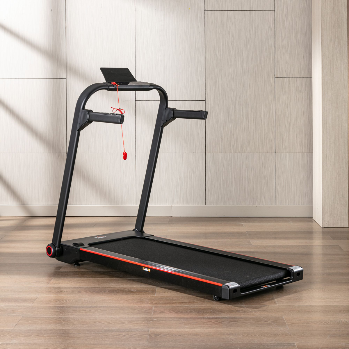 Electric Folding Treadmill with LED Monitor, Safety Key & Wheels – 750W Motorised Running Machine - All Round Fitness