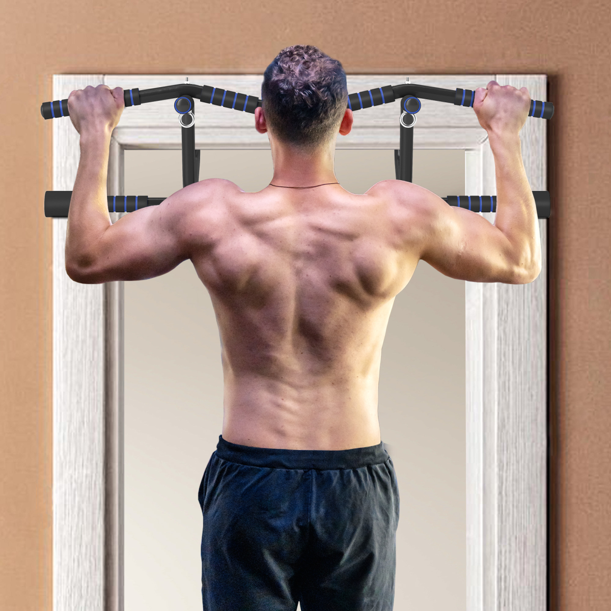 Multi-Grip Pull-Up & Chin-Up Bar for Doorway or Wall Mount – Non-Slip Handles, 150kg Capacity