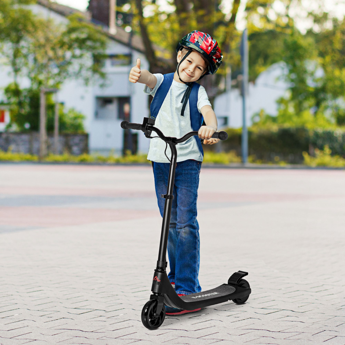 120W Homcom Electric Scooter – Battery Indicator, Adjustable Handlebars, Black - All Round Fitness
