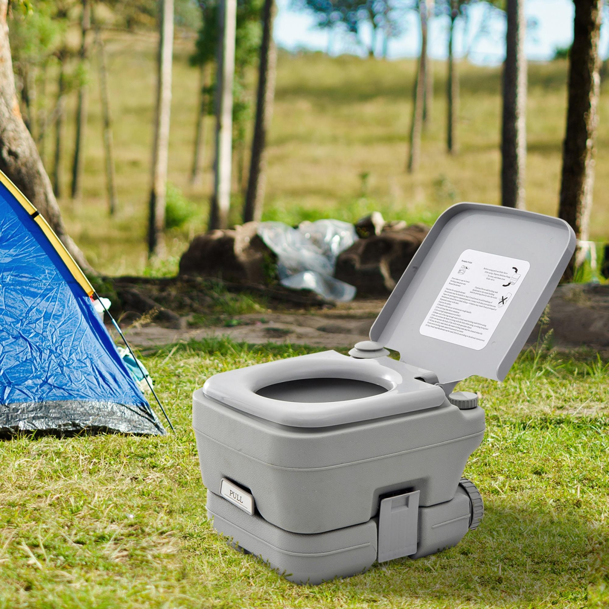 10L Portable Camping Toilet with Dual Detachable Tanks, Grey