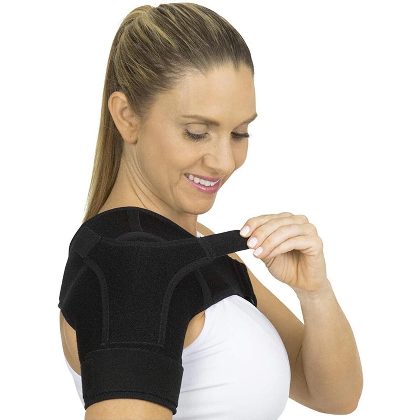 Adjustable Shoulder Brace – Rotator Cuff Support Strap for Injury, Dislocation & Compression (Left/Right, Unisex)