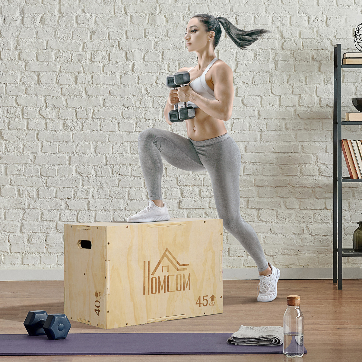 HOMCOM 3-in-1 Adjustable Wooden Plyo Box - Boost Agility & Power at Home! - All Round Fitness