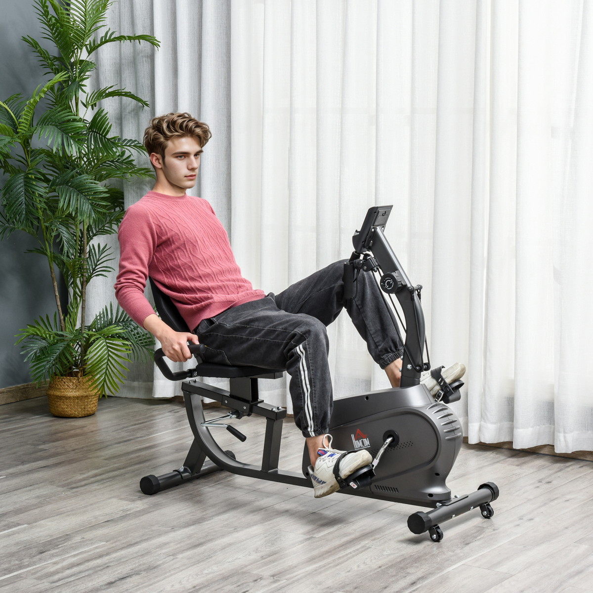 Compact HOMCOM Stationary Bike: LCD Monitor, Adjustable Seat & 8 Resistance Levels - All Round Fitness