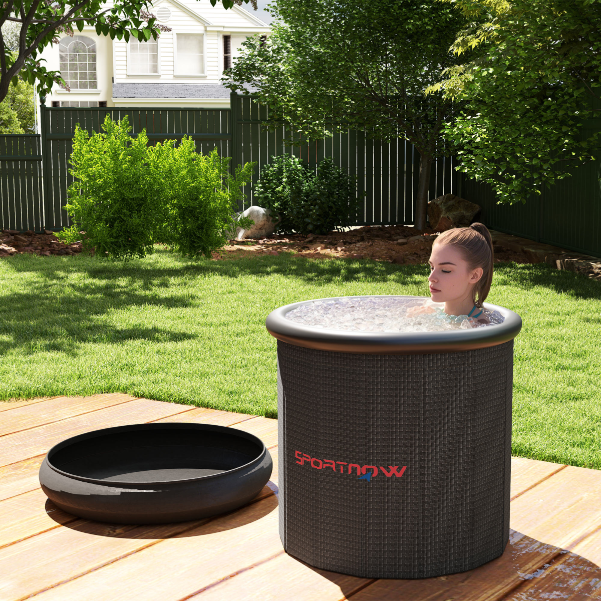 SPORTNOW Portable Ice Bath Tub 300L – Outdoor Cold Water Therapy Recovery Tub, Black