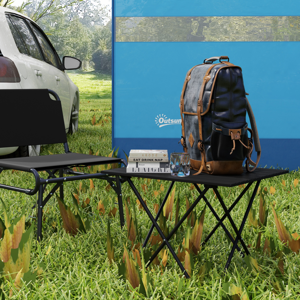Folding Camping Table – Lightweight Portable Picnic & Hiking Table with Carry Bag, Black