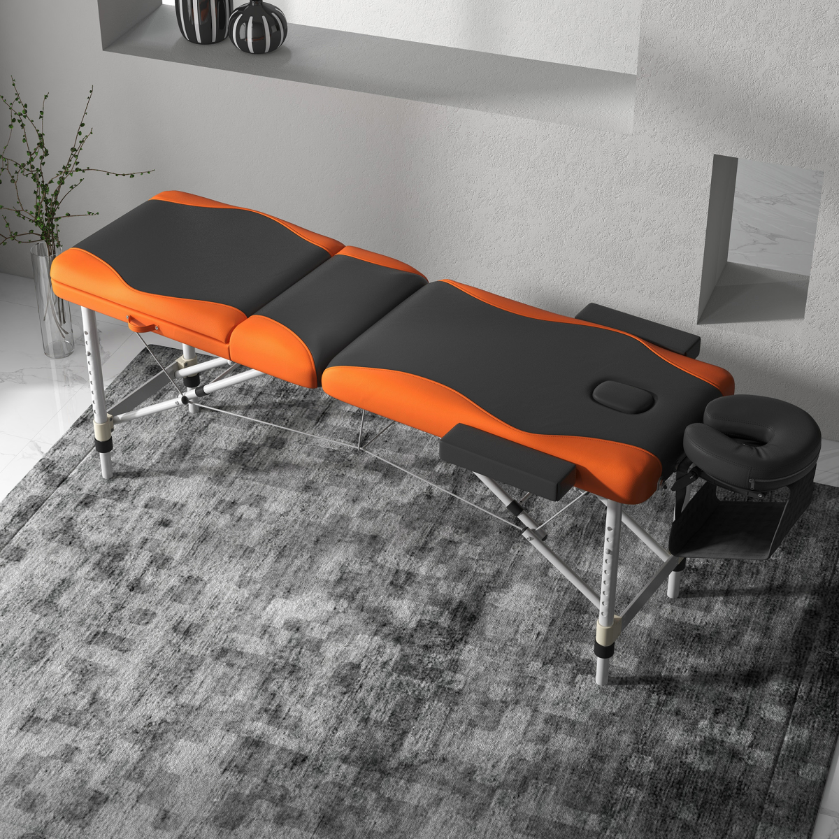 Portable Massage Table Beauty Therapy Couch Bed Spa – Aluminium Frame, Orange - All Round Fitness