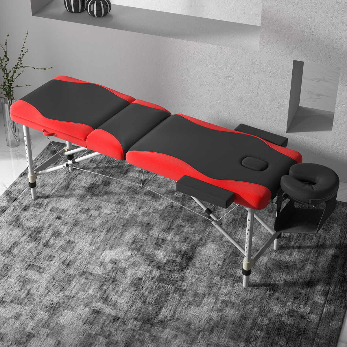 Portable Massage Table Beauty Therapy Couch Bed Spa – Aluminium Frame, Red - All Round Fitness