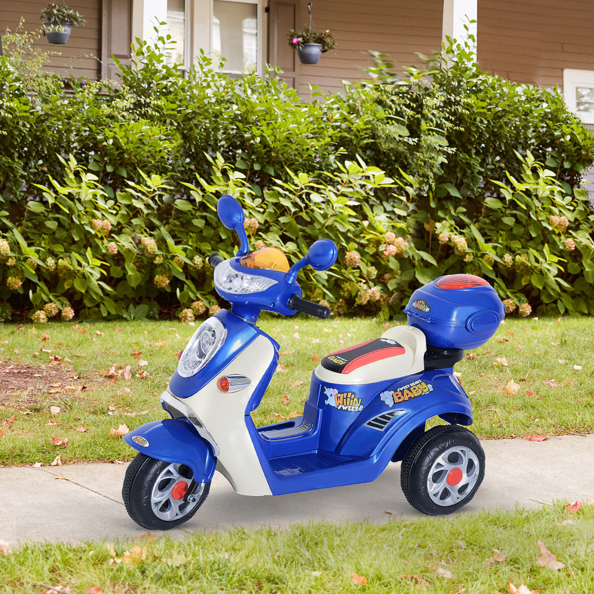 Electric Ride-On Kids Motorbike 6V Battery-Powered Tricycle with Lights & Music – Blue