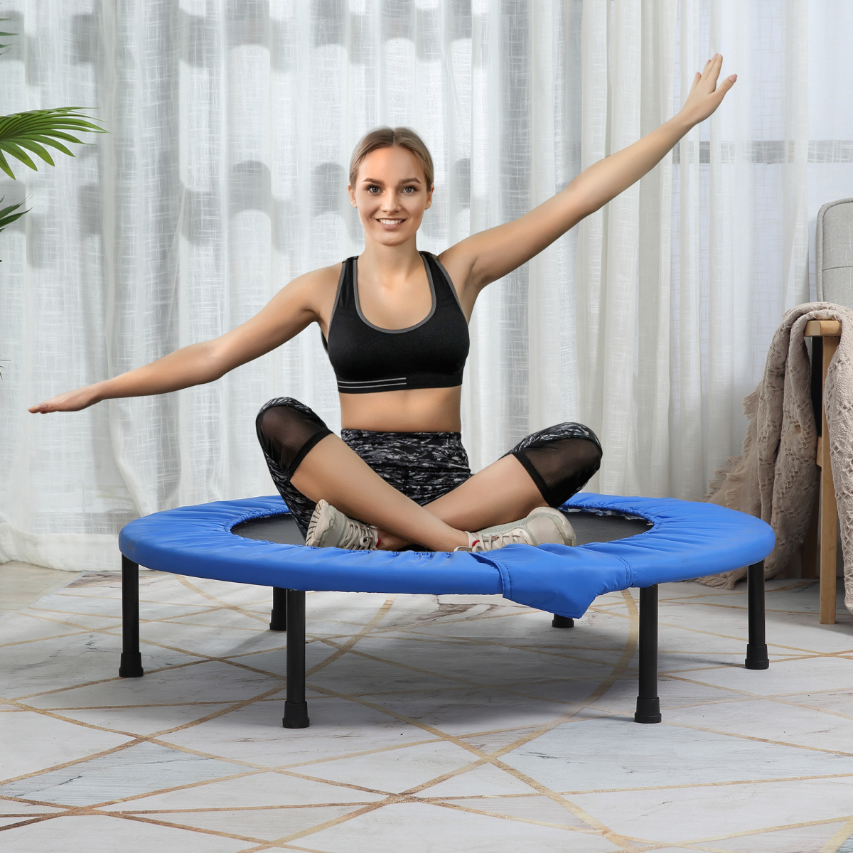 Compact 96cm Foldable Fitness Trampoline - Portable Rebounder for Home Workouts - All Round Fitness