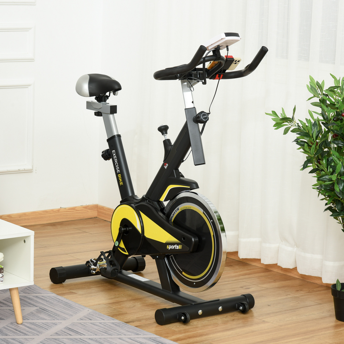 HOMCOM Exercise Bike with 10kg Flywheel – Adjustable Resistance, LCD Display & Upright Cycling Trainer - All Round Fitness