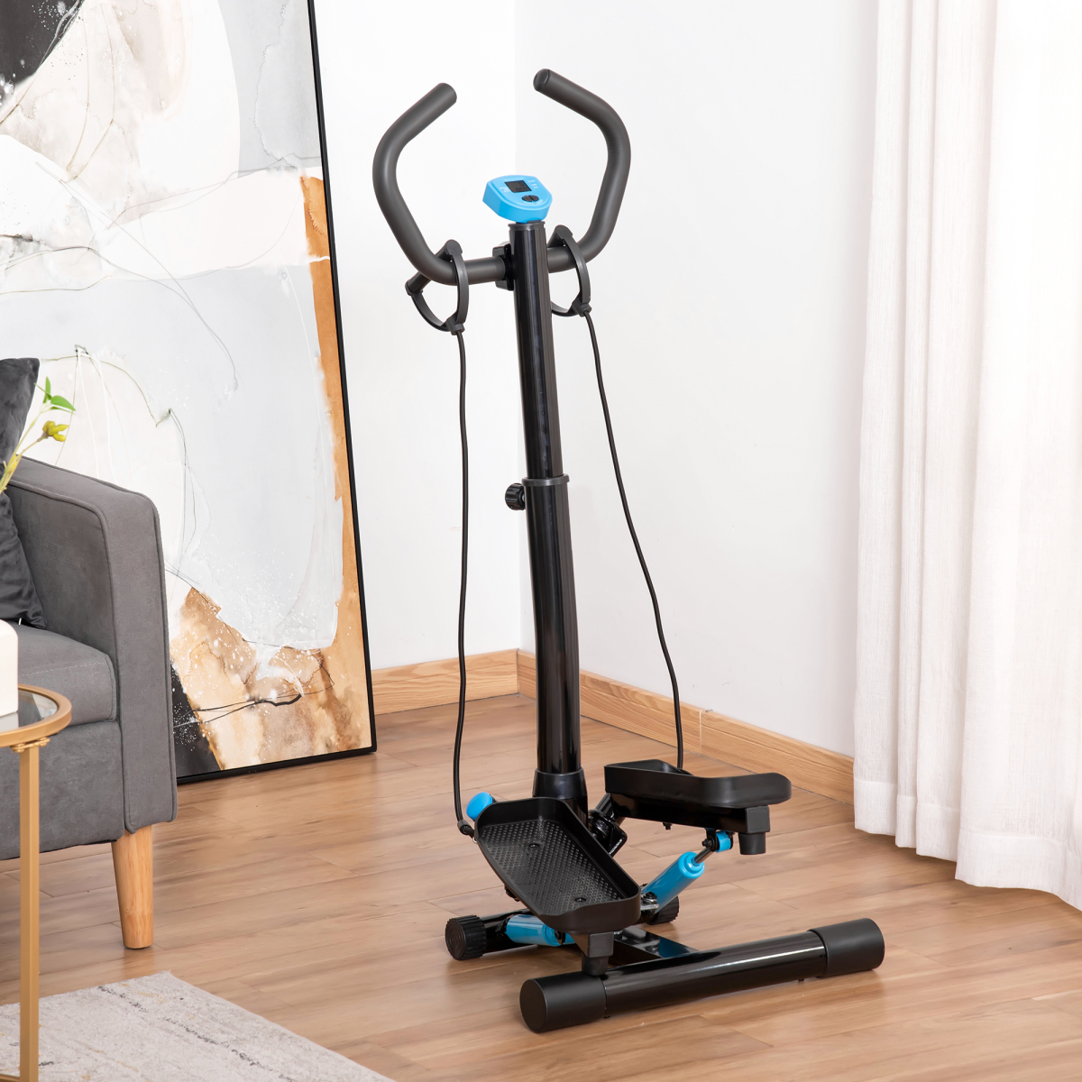 HOMCOM Adjustable Stepper Machine - Compact Fitness for Home & Office Workouts - All Round Fitness