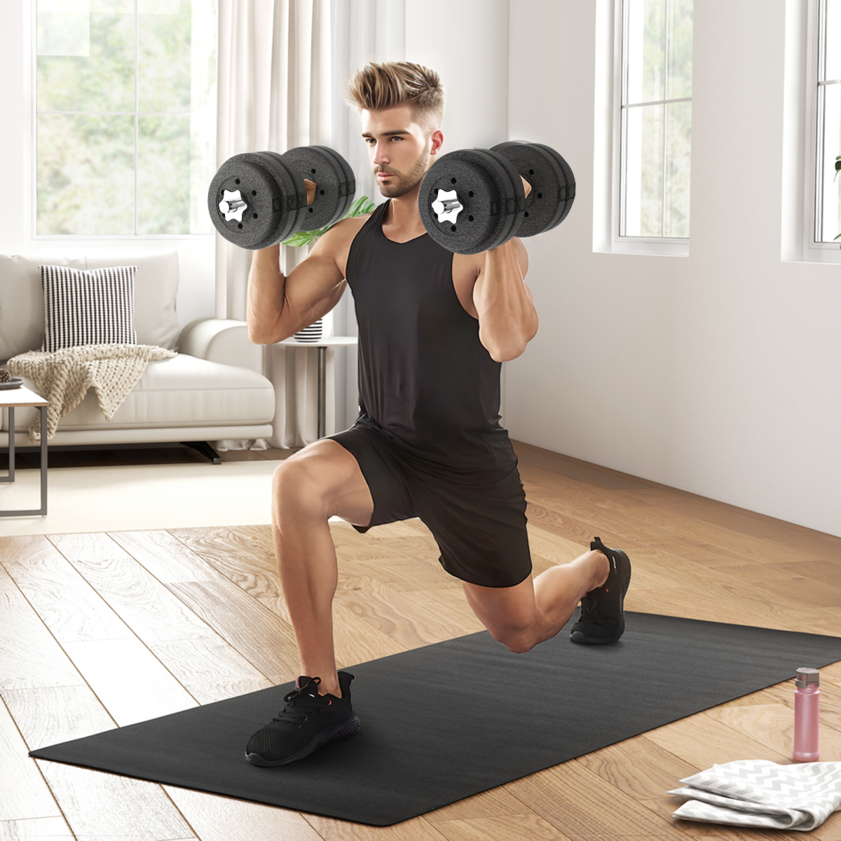 HOMCOM 30kg Adjustable Dumbbell Weight Set – Hand Weights for Body Fitness