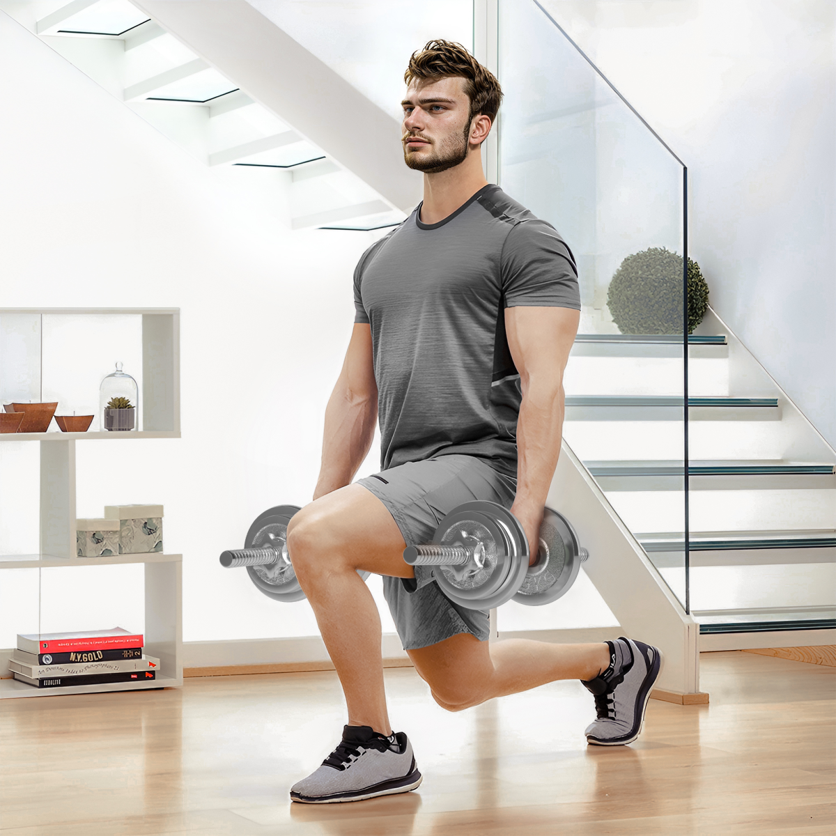 SPORTNOW 20kg 2-in-1 Adjustable Dumbbells Barbell Set for Ultimate Home Fitness - All Round Fitness