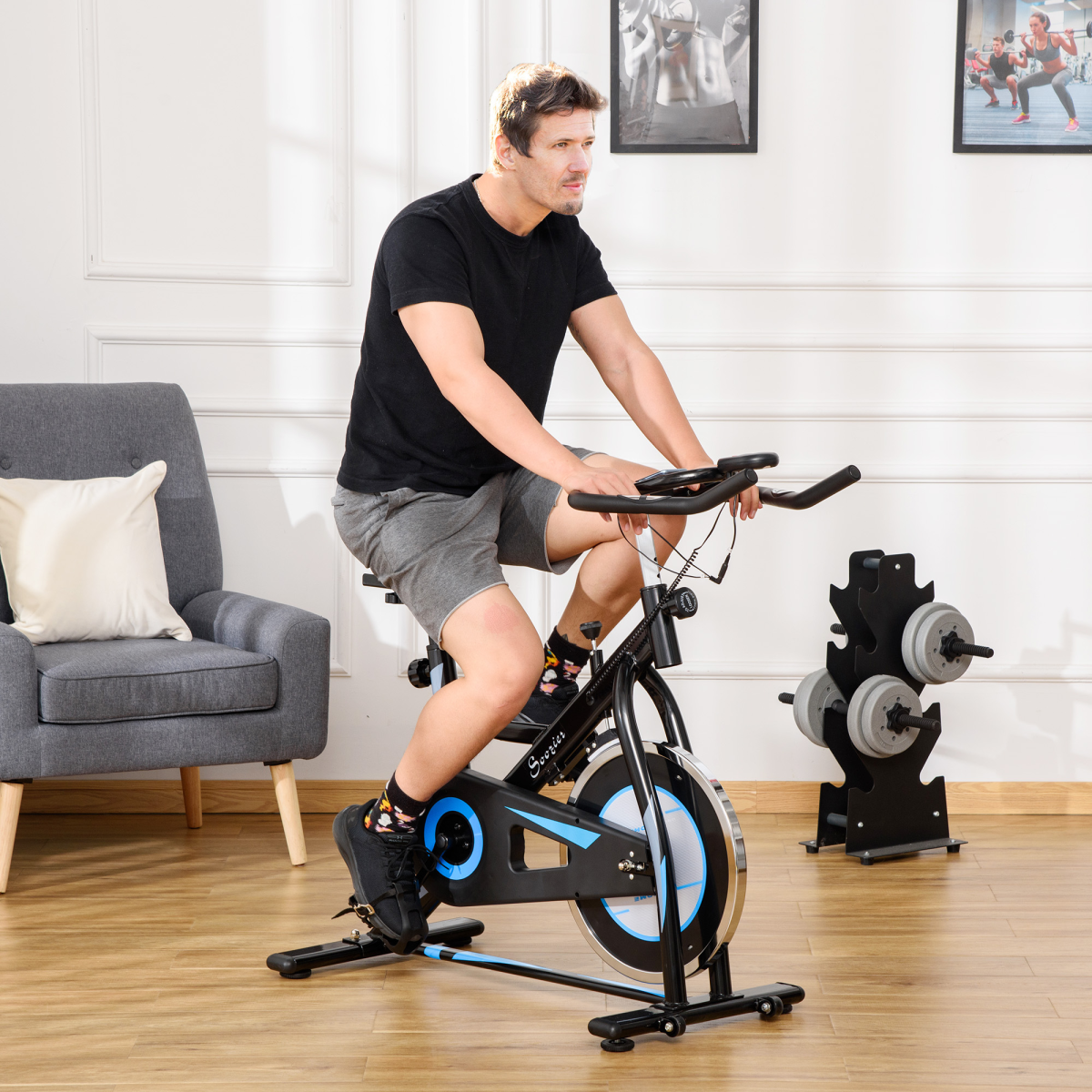 8kg Flywheel Stationary Exercise Bike – Indoor Cycling Cardio Workout Bike with Adjustable Resistance & LCD Monitor - All Round Fitness