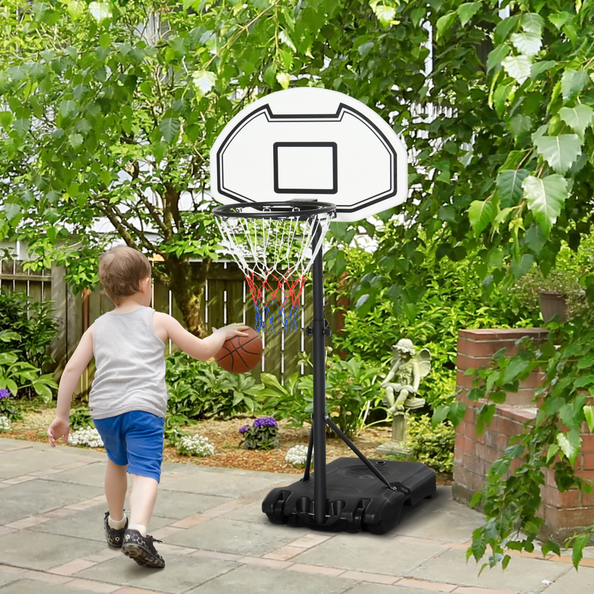 Basketball Stand with Adjustable Hoop – 94-123cm Height, Portable Poolside Net