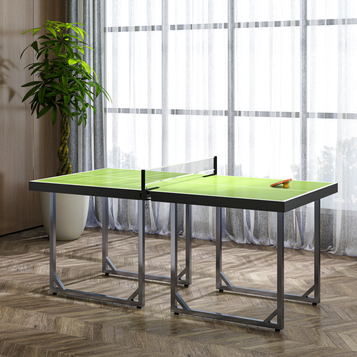 182cm Foldable Table Tennis Table with Net – Compact Indoor Ping Pong, Green