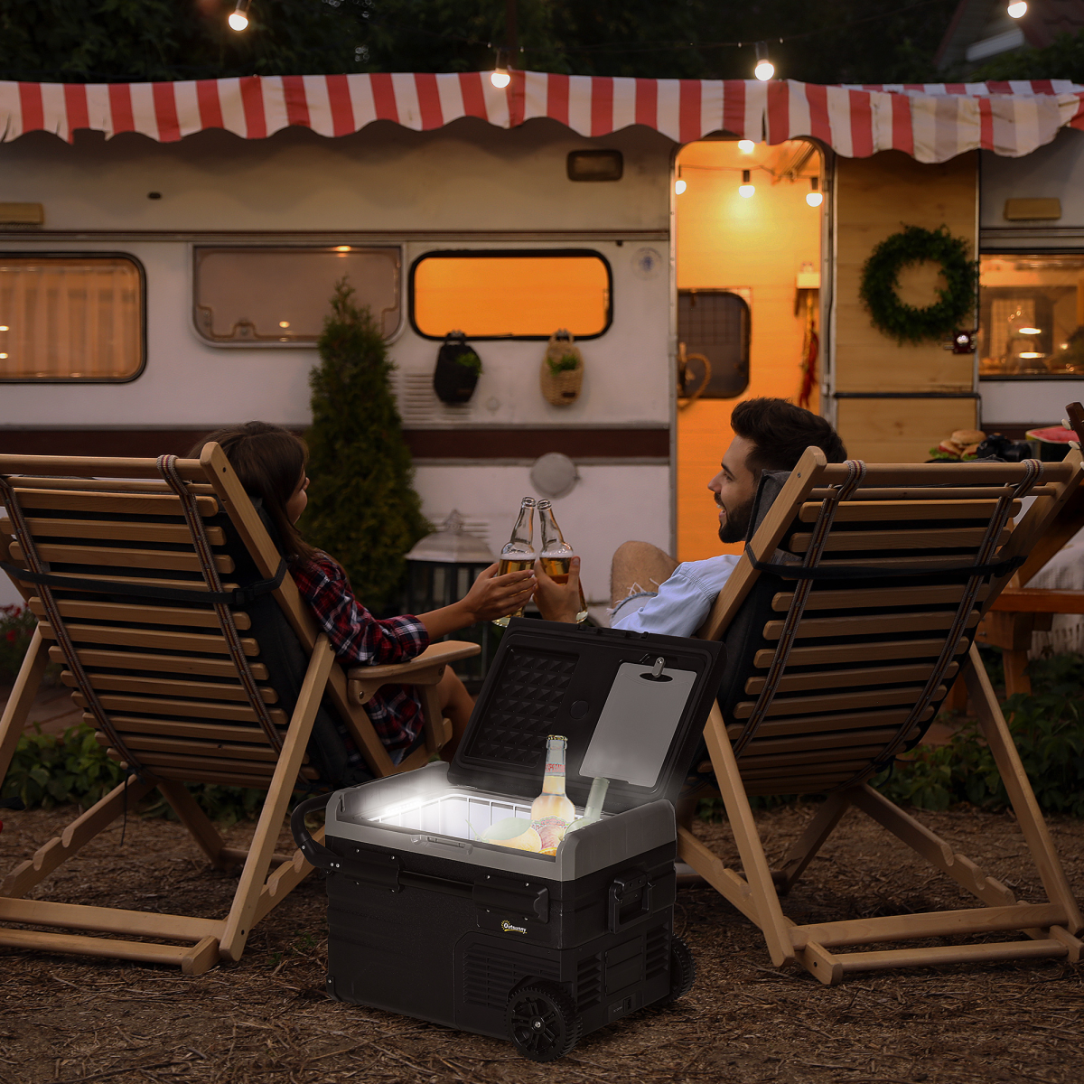 Outsunny 40L Portable Car Fridge Freezer – Adventure Cooler with Wheels, LED Display & -20°C Cooling