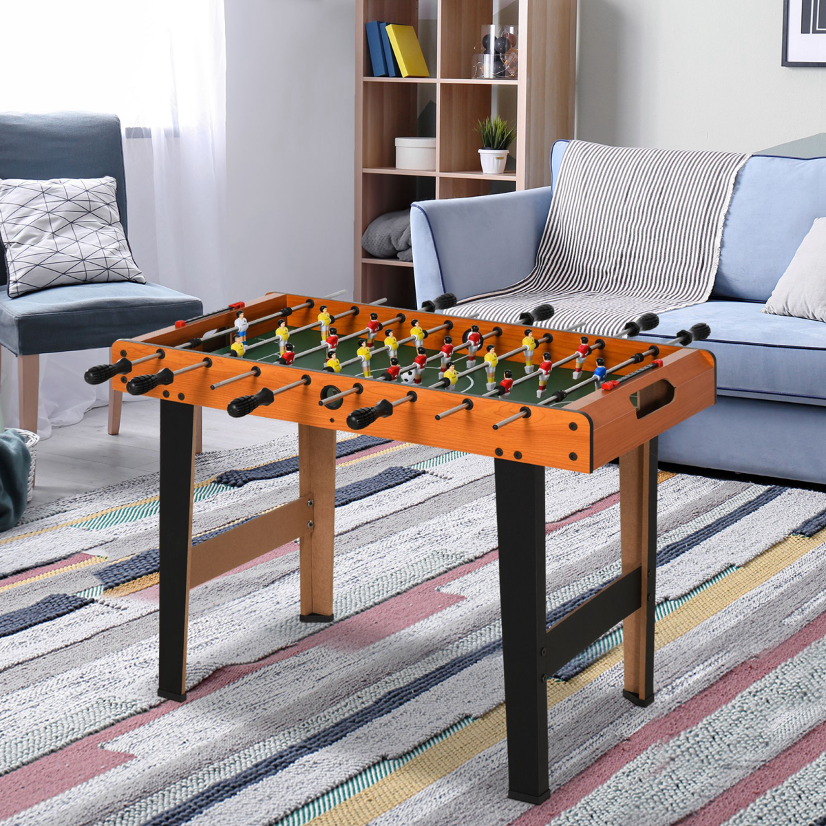 84.5cm Wooden Football Soccer Table – Arcade Game with 2 Balls, for Home, Bar & Game Room