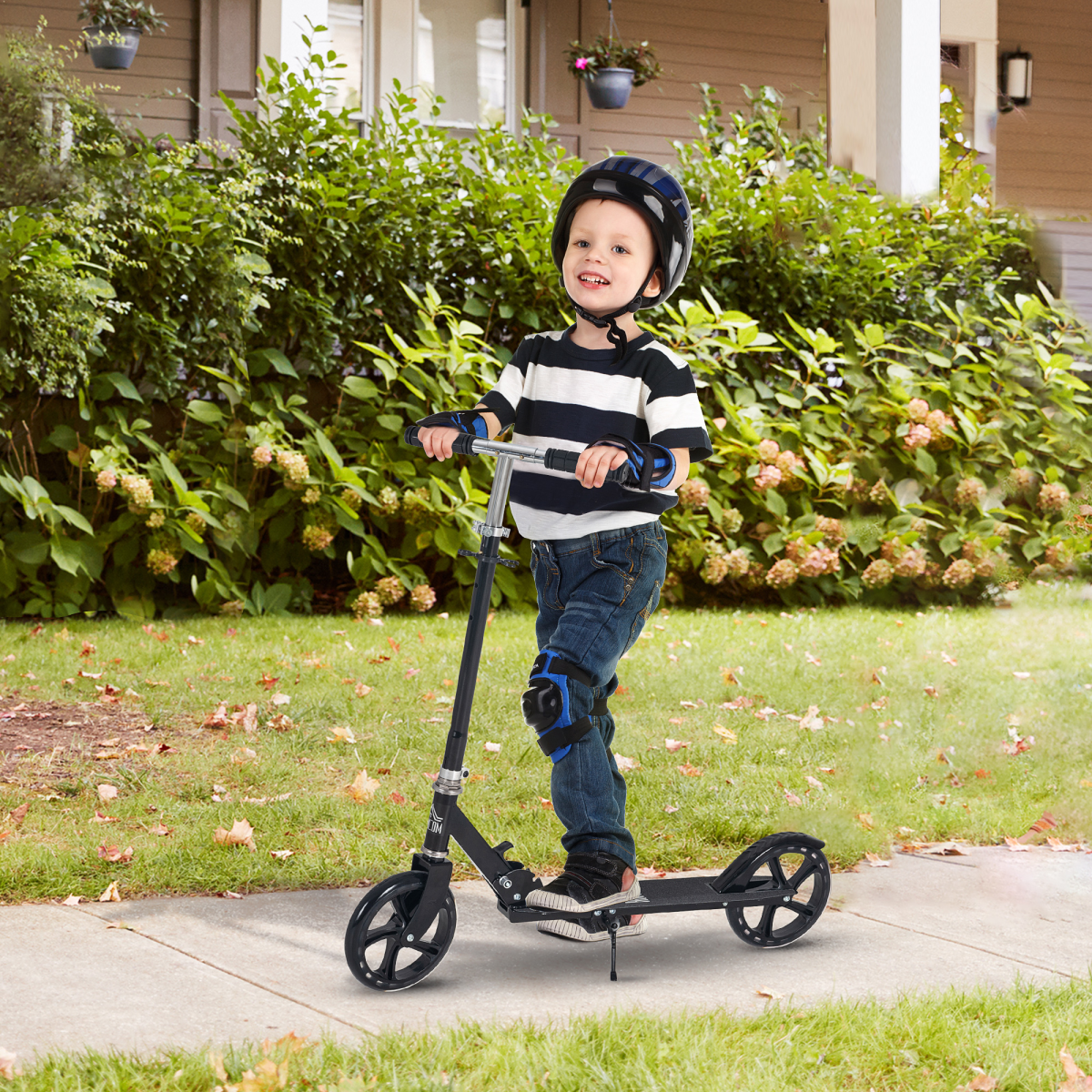 HOMCOM Kids Adjustable Folding Scooter – Ride-On Toy for Ages 7-14, Black
