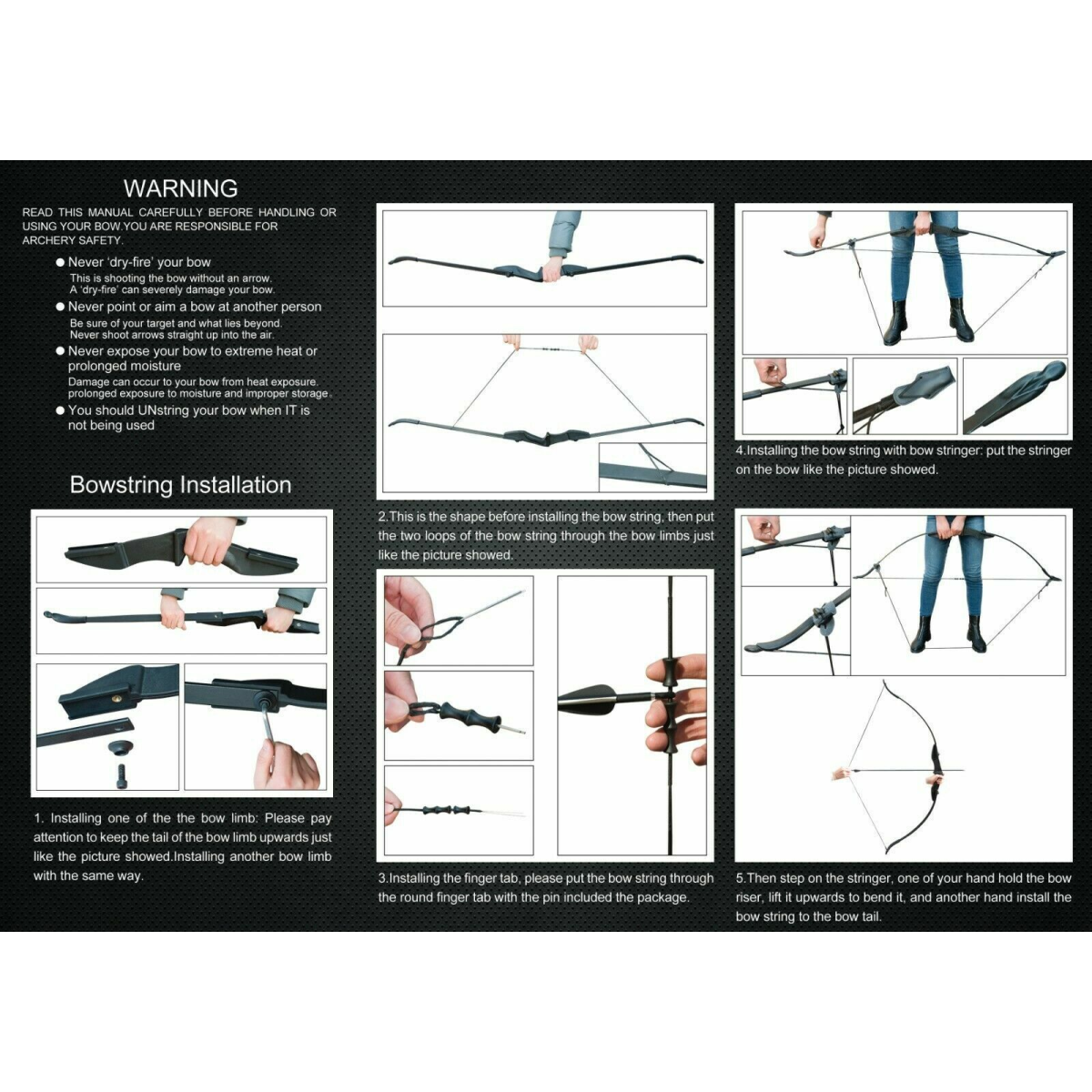 53" Takedown Recurve Bow Set with 6 Fiberglass Arrows, 40lbs Draw Weight – Archery Hunting & Target Practice