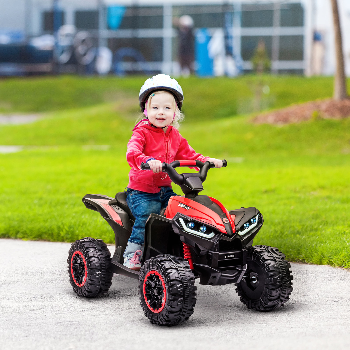 12V Electric Quad Bike for Kids Ride-On ATV Toy with Lights & Music – Ages 3-5 (Red)
