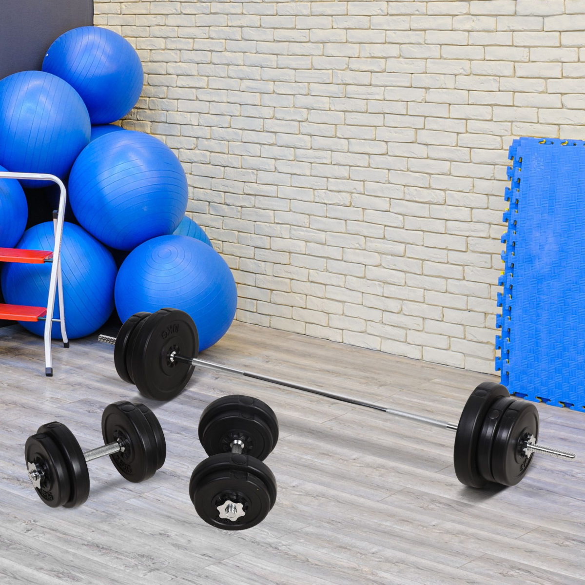 HOMCOM 65kg Adjustable Dumbbell & Barbell Set - Ultimate Home Gym Versatility - All Round Fitness