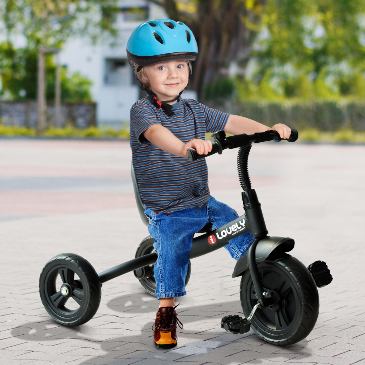 Toddler Tricycle Ride-On Trike with Adjustable Seat & Bell – 3-Wheel Kids Bike 18+ months  (Black)